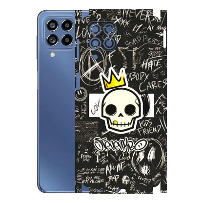 Samsung M/F/Note/Flip and C Phone Skins (All Models) - Funny Skull Black Chalk Grafitti - 3D Embossed Finish (L-22) Samsung Galaxy M53 (5G)