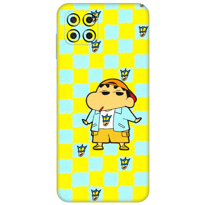 Samsung M/F/Note/Flip and C Phone Skins (All Models) - Yellow Blue Shinchan Cute - 3D Embossed Finish (L-221) Samsung Galaxy M53 (5G)