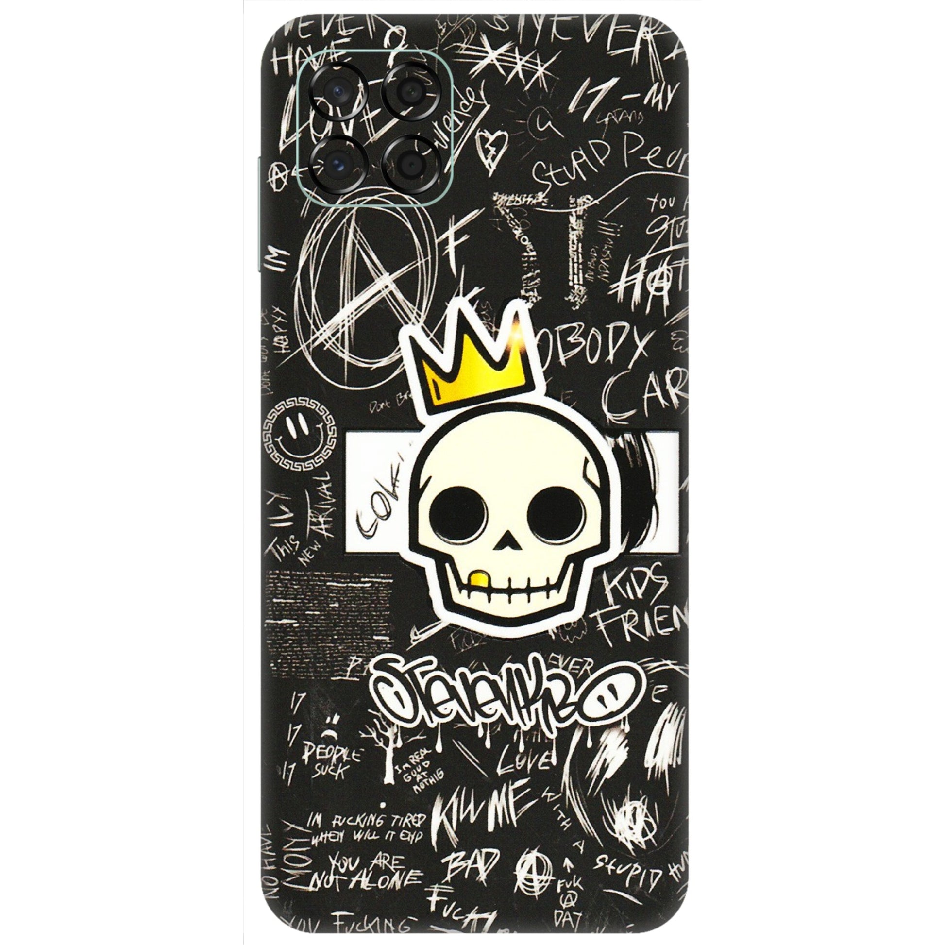Samsung M/F/Note/Flip and C Phone Skins (All Models) - Funny Skull Black Chalk Grafitti - 3D Embossed Finish (L-22) Samsung Galaxy M53 (5G)
