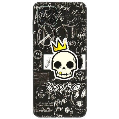 Samsung M/F/Note/Flip and C Phone Skins (All Models) - Funny Skull Black Chalk Grafitti - 3D Embossed Finish (L-22) Samsung Galaxy M53 (5G)