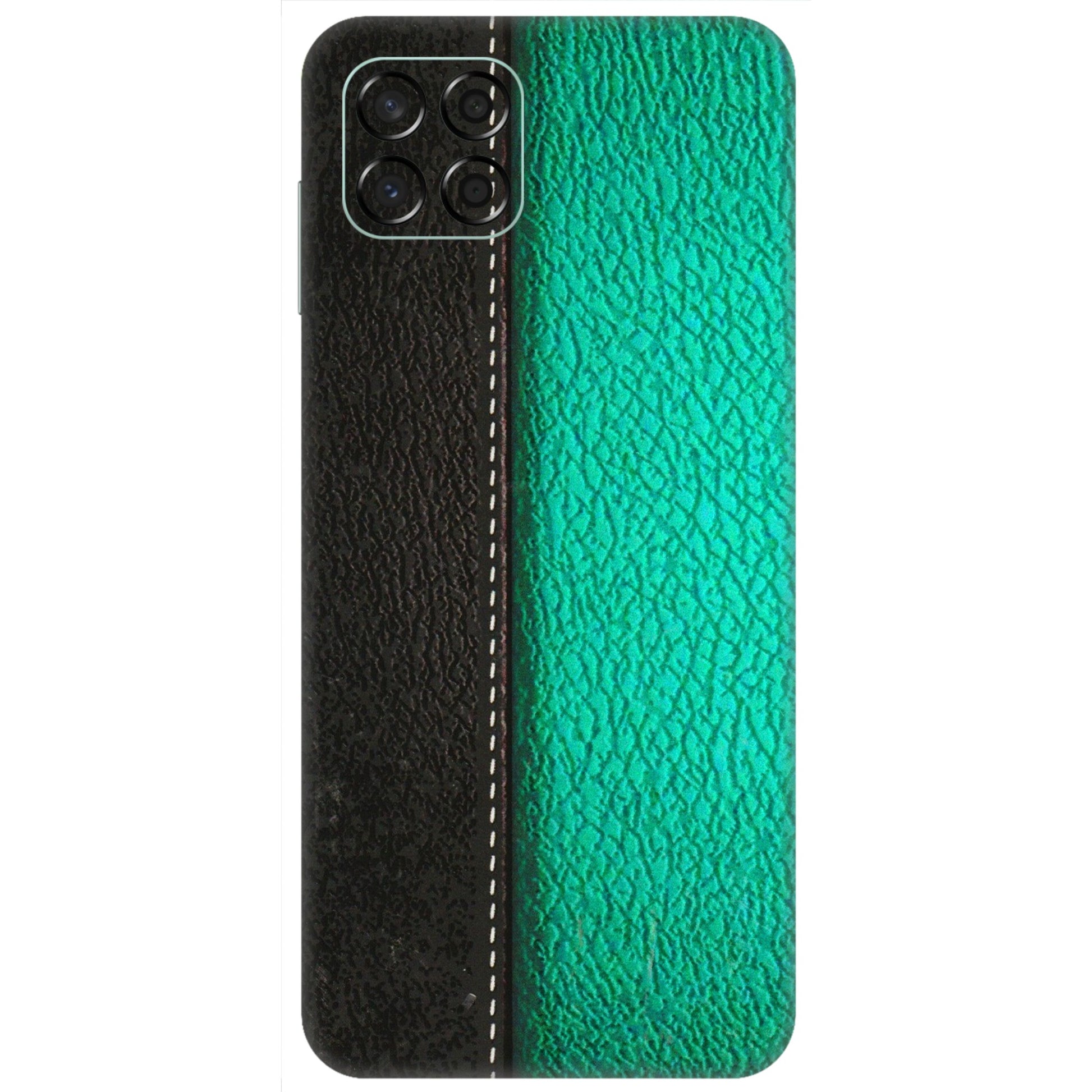 Samsung M/F/Note/Flip and C Phone Skins (All Models) - Black Green Dual Leather Stich - 3D Embossed Finish (L-233) Samsung Galaxy M53 (5G)
