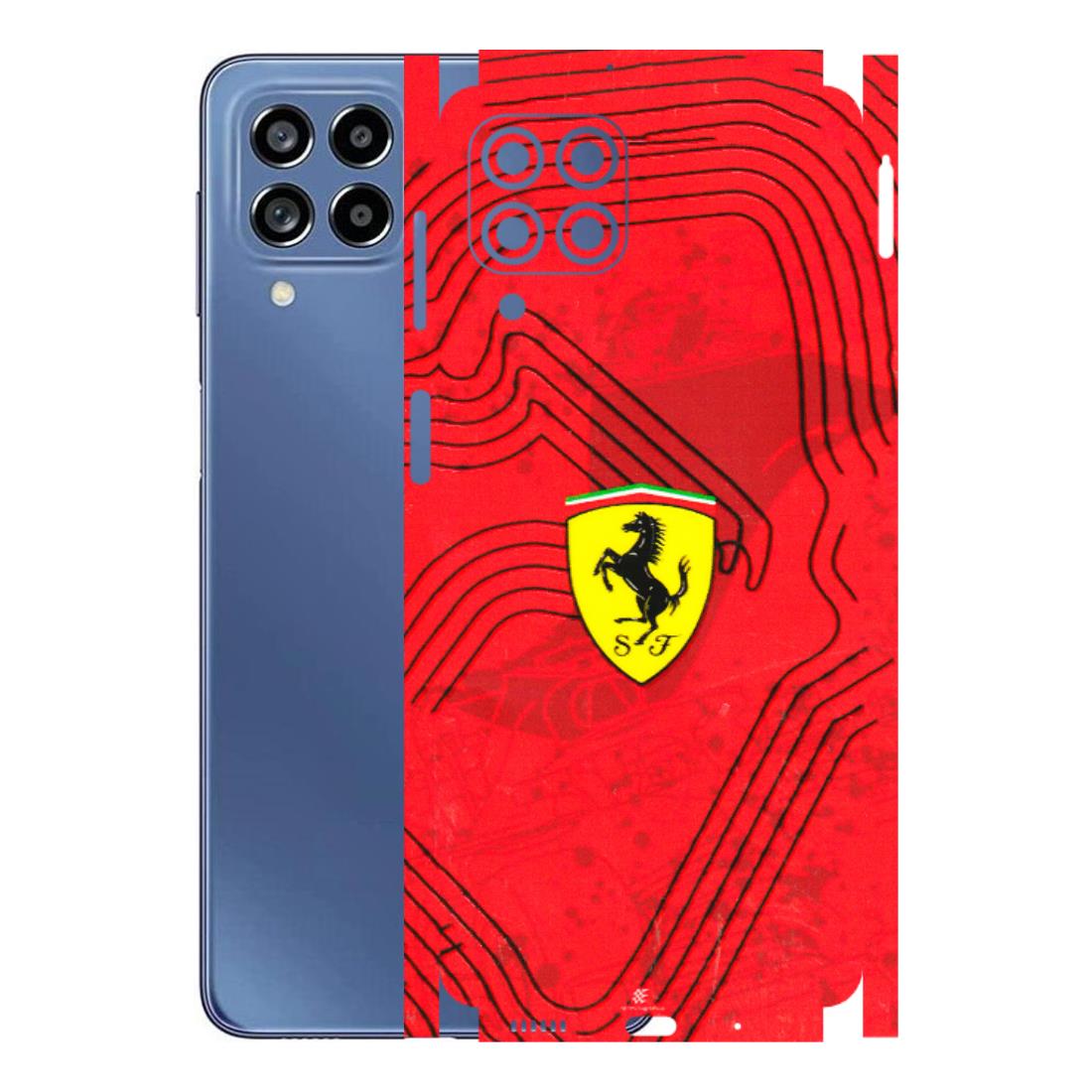 Samsung M/F/Note/Flip and C Phone Skins (All Models) - Red Ferrari Logo Stylish - 3D Embossed Finish (L-238) Samsung Galaxy M53 (5G)