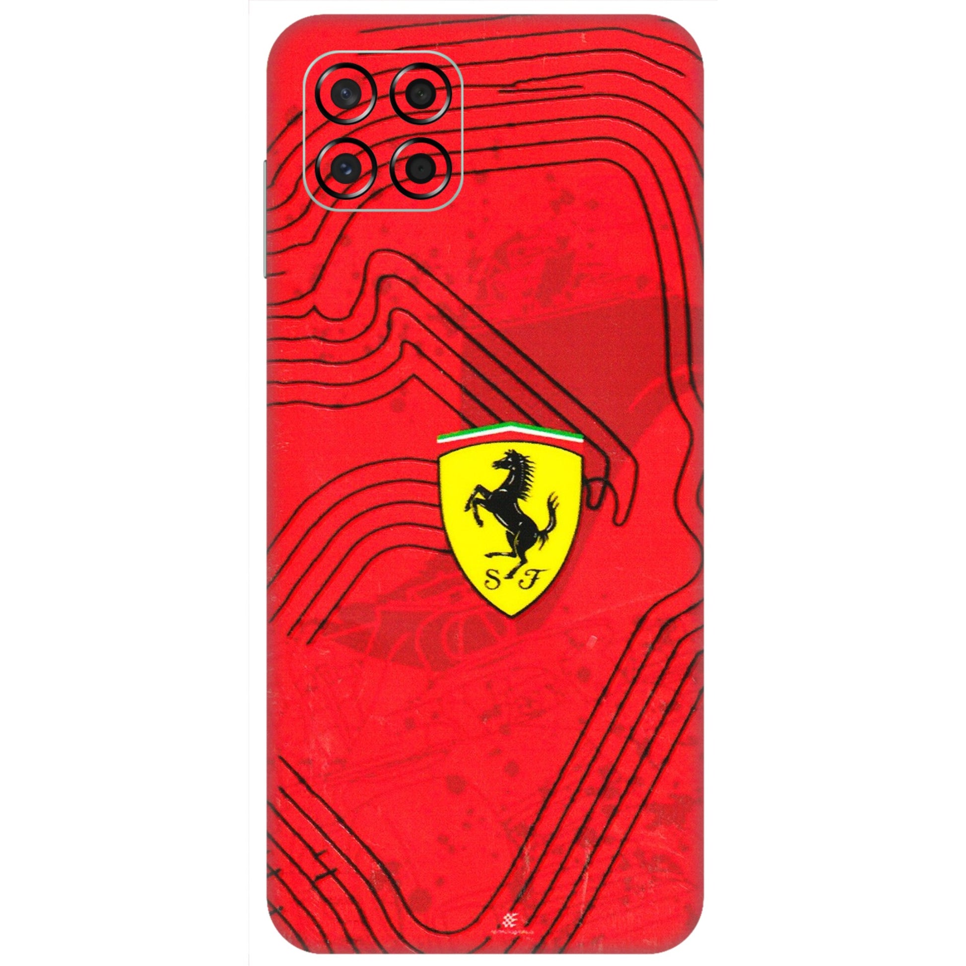 Samsung M/F/Note/Flip and C Phone Skins (All Models) - Red Ferrari Logo Stylish - 3D Embossed Finish (L-238) Samsung Galaxy M53 (5G)