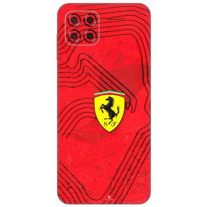 Samsung M/F/Note/Flip and C Phone Skins (All Models) - Red Ferrari Logo Stylish - 3D Embossed Finish (L-238) Samsung Galaxy M53 (5G)