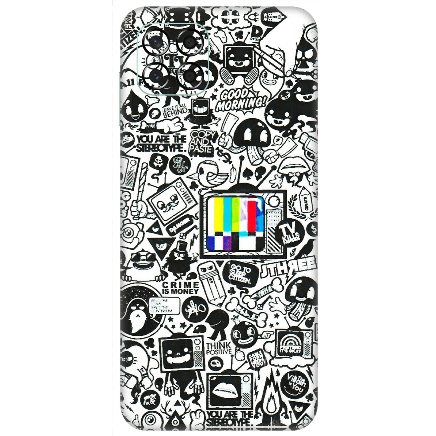 Samsung M/F/Note/Flip and C Phone Skins (All Models) - Doodles Positive Art - 3D Embossed Finish (L-263) Samsung Galaxy M53 (5G)