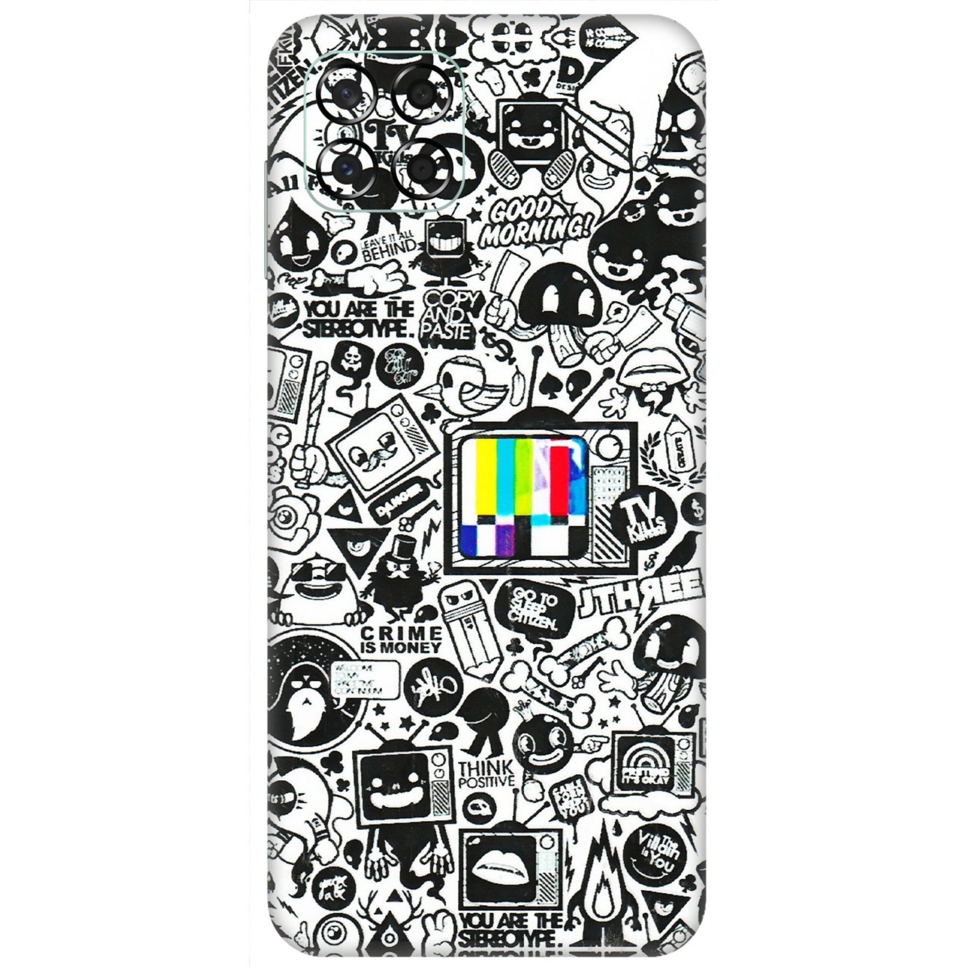 Samsung M/F/Note/Flip and C Phone Skins (All Models) - Doodles Positive Art - 3D Embossed Finish (L-263) Samsung Galaxy M53 (5G)