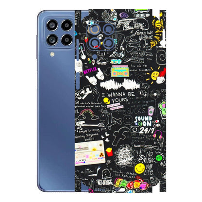 Samsung M/F/Note/Flip and C Phone Skins (All Models) - Black Creatives Doodles - 3D Embossed Finish (L-311) Samsung Galaxy M53 (5G)