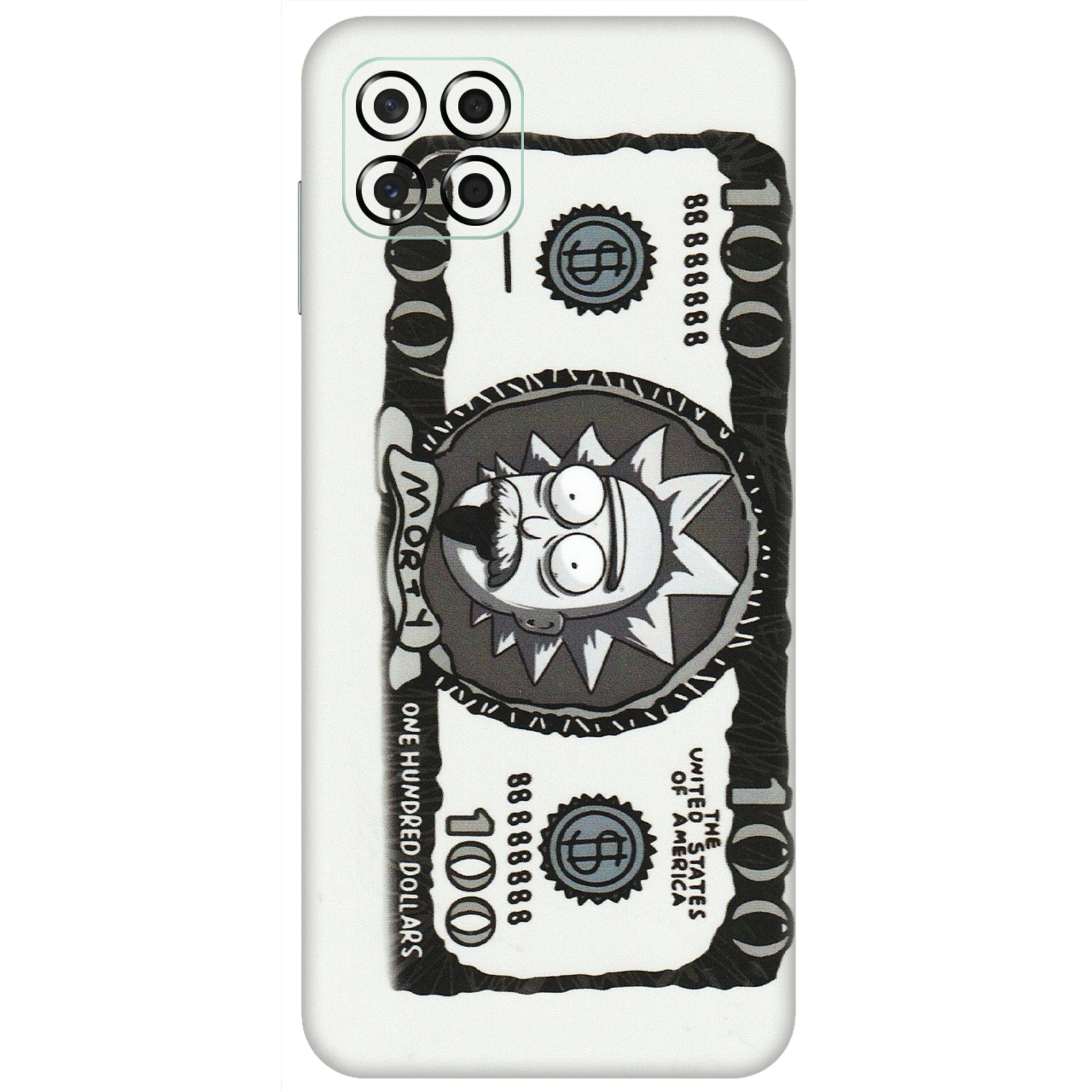 Samsung M/F/Note/Flip and C Phone Skins (All Models) - Rick And Morty Hundred Dollar Anime - Matte Finish (M-161) Samsung Galaxy M53 (5G)
