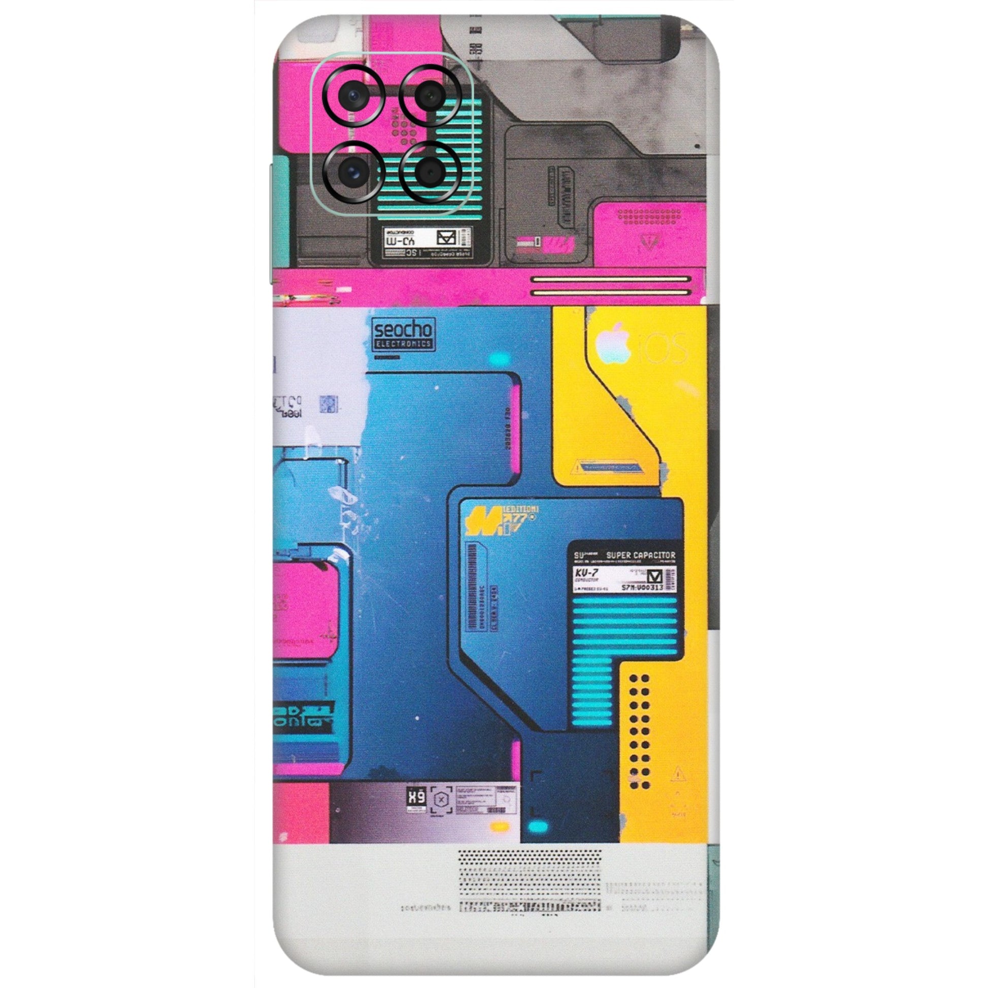 Samsung M/F/Note/Flip and C Phone Skins (All Models) - Colourfull Motherboard Internals - Matte Finish (M-55) Samsung Galaxy M53 (5G)