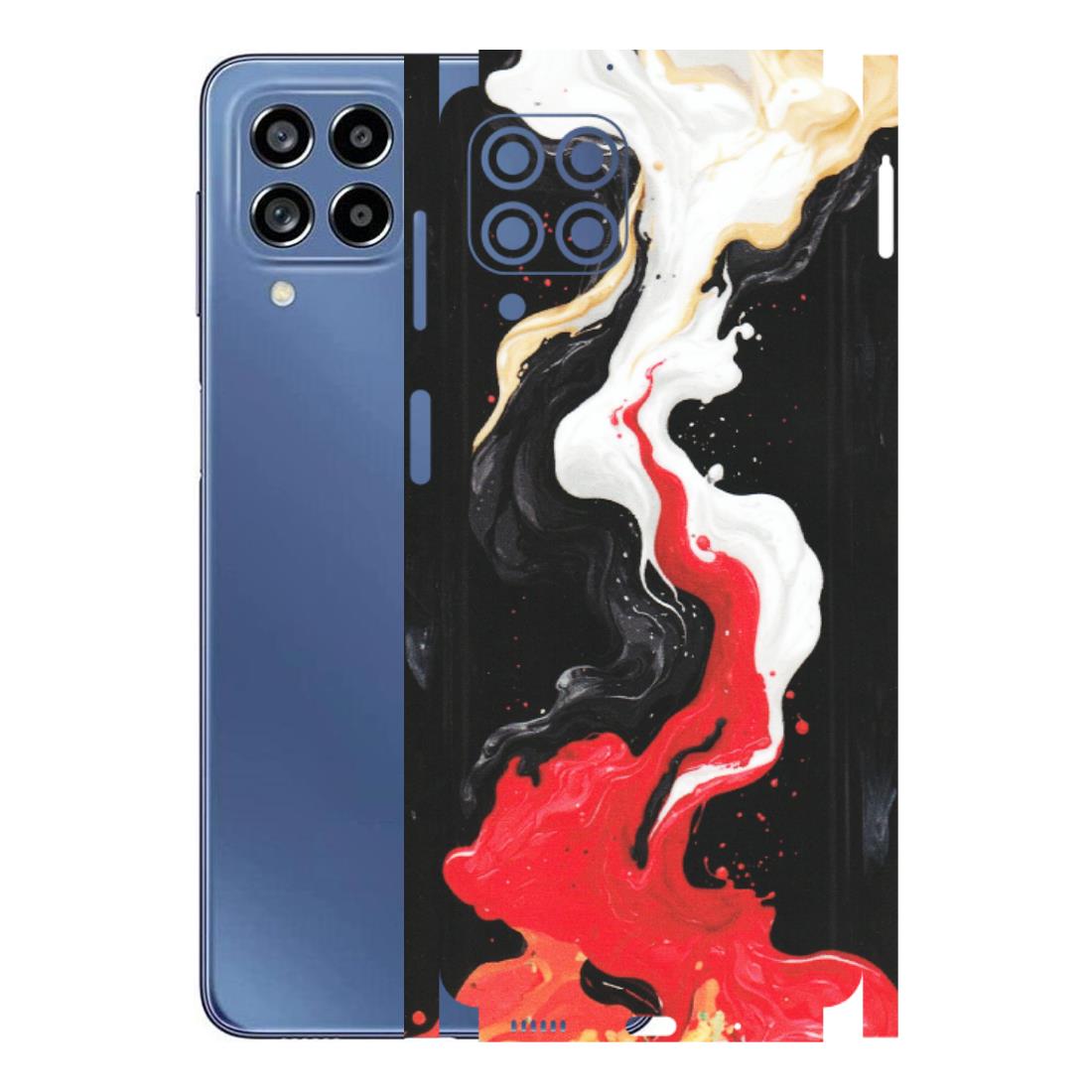 Samsung M/F/Note/Flip and C Phone Skins (All Models) - Black Red White Paint Splash Fusion - Matte Finish (M-56) Samsung Galaxy M53 (5G)