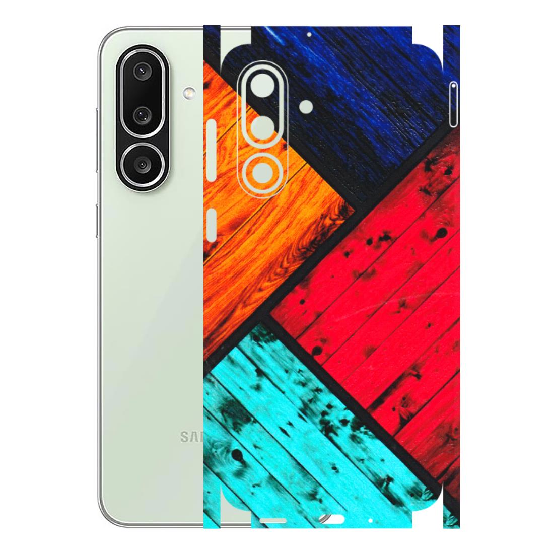 Samsung M/F/Note/Flip and C Phone Skins (All Models) - Colourful Wood Panels Abstract - 3D Embossed Finish (L-09) Samsung Galaxy M56