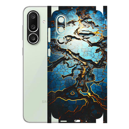 Samsung M/F/Note/Flip and C Phone Skins (All Models) - Blue Gold Abstract - 3D Embossed Finish (L-11) Samsung Galaxy M56