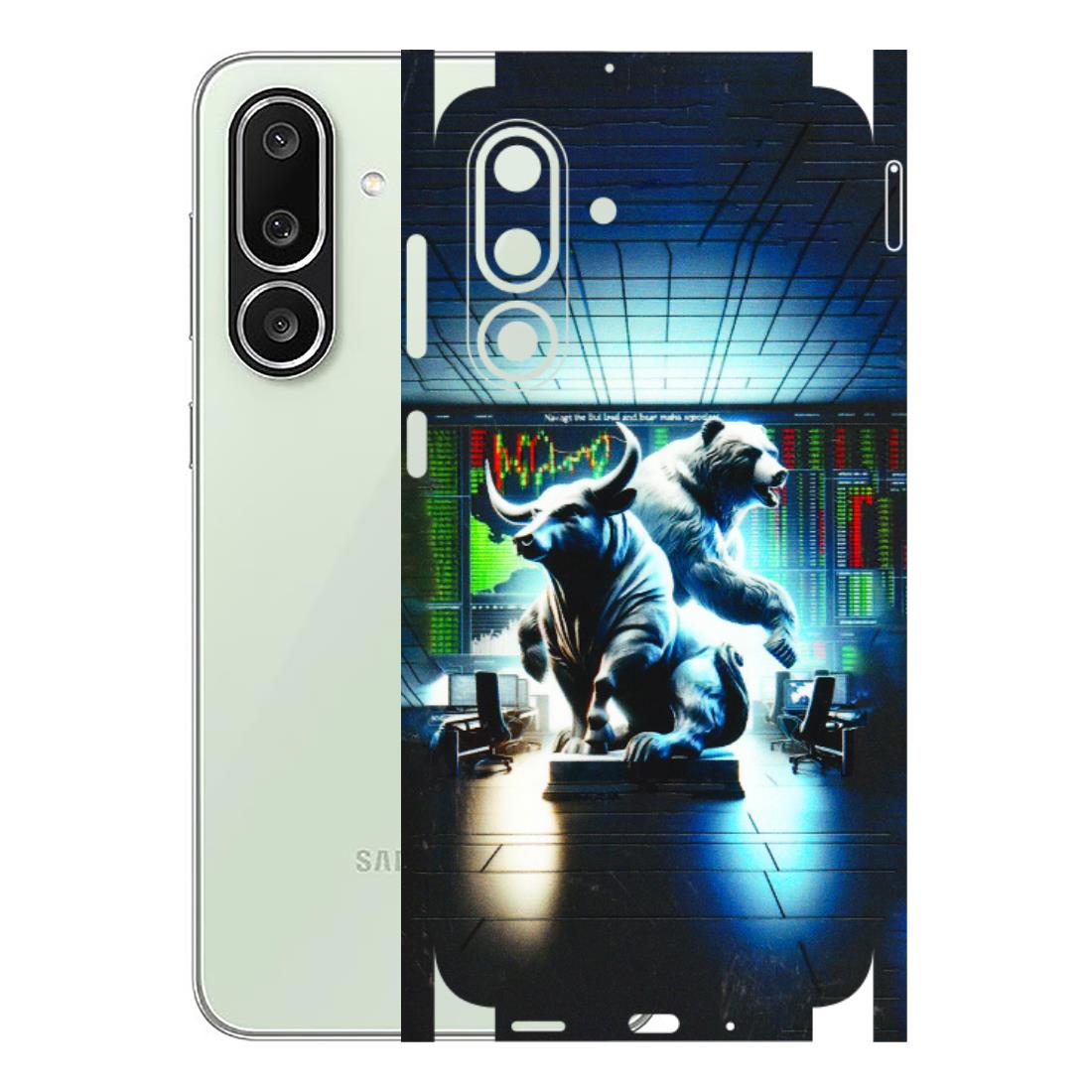 Samsung M/F/Note/Flip and C Phone Skins (All Models) - Stock Market Sensex Bear vs Bulls - 3D Embossed Finish (L-15) Samsung Galaxy M56