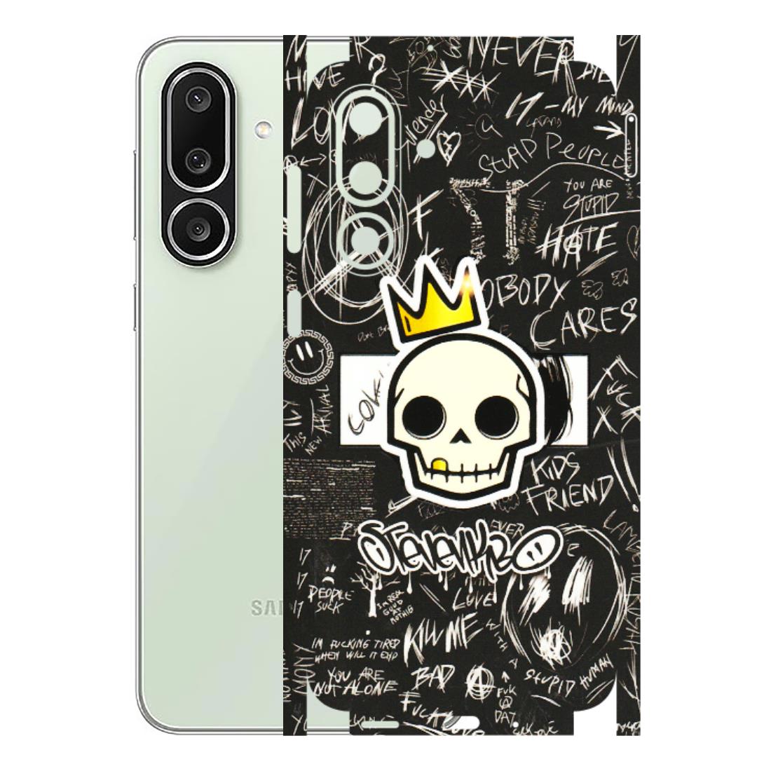 Samsung M/F/Note/Flip and C Phone Skins (All Models) - Funny Skull Black Chalk Grafitti - 3D Embossed Finish (L-22) Samsung Galaxy M56