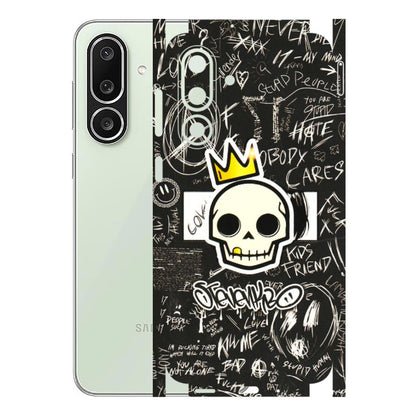 Samsung M/F/Note/Flip and C Phone Skins (All Models) - Funny Skull Black Chalk Grafitti - 3D Embossed Finish (L-22) Samsung Galaxy M56