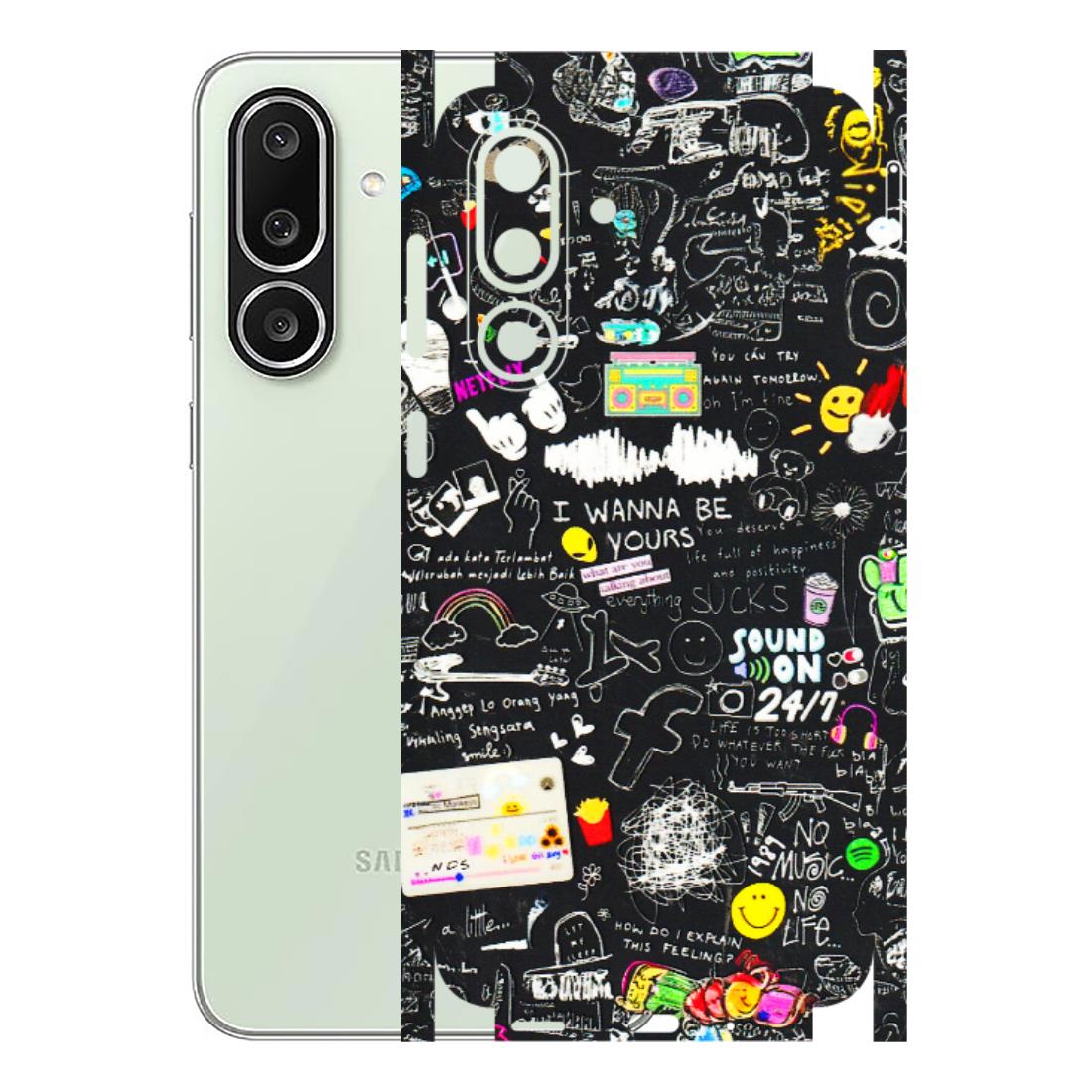 Samsung M/F/Note/Flip and C Phone Skins (All Models) - Black Creatives Doodles - 3D Embossed Finish (L-311) Samsung Galaxy M56