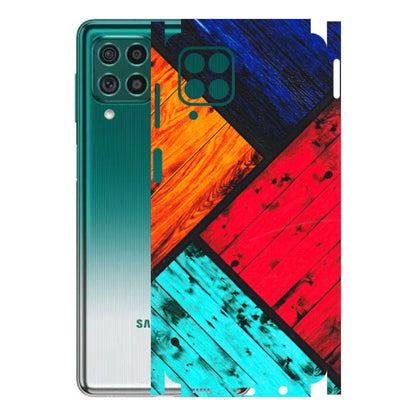 Samsung M/F/Note/Flip and C Phone Skins (All Models) - Colourful Wood Panels Abstract - 3D Embossed Finish (L-09) Samsung Galaxy M62