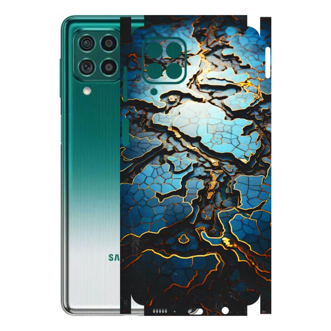 Samsung M/F/Note/Flip and C Phone Skins (All Models) - Blue Gold Abstract - 3D Embossed Finish (L-11) Samsung Galaxy M62