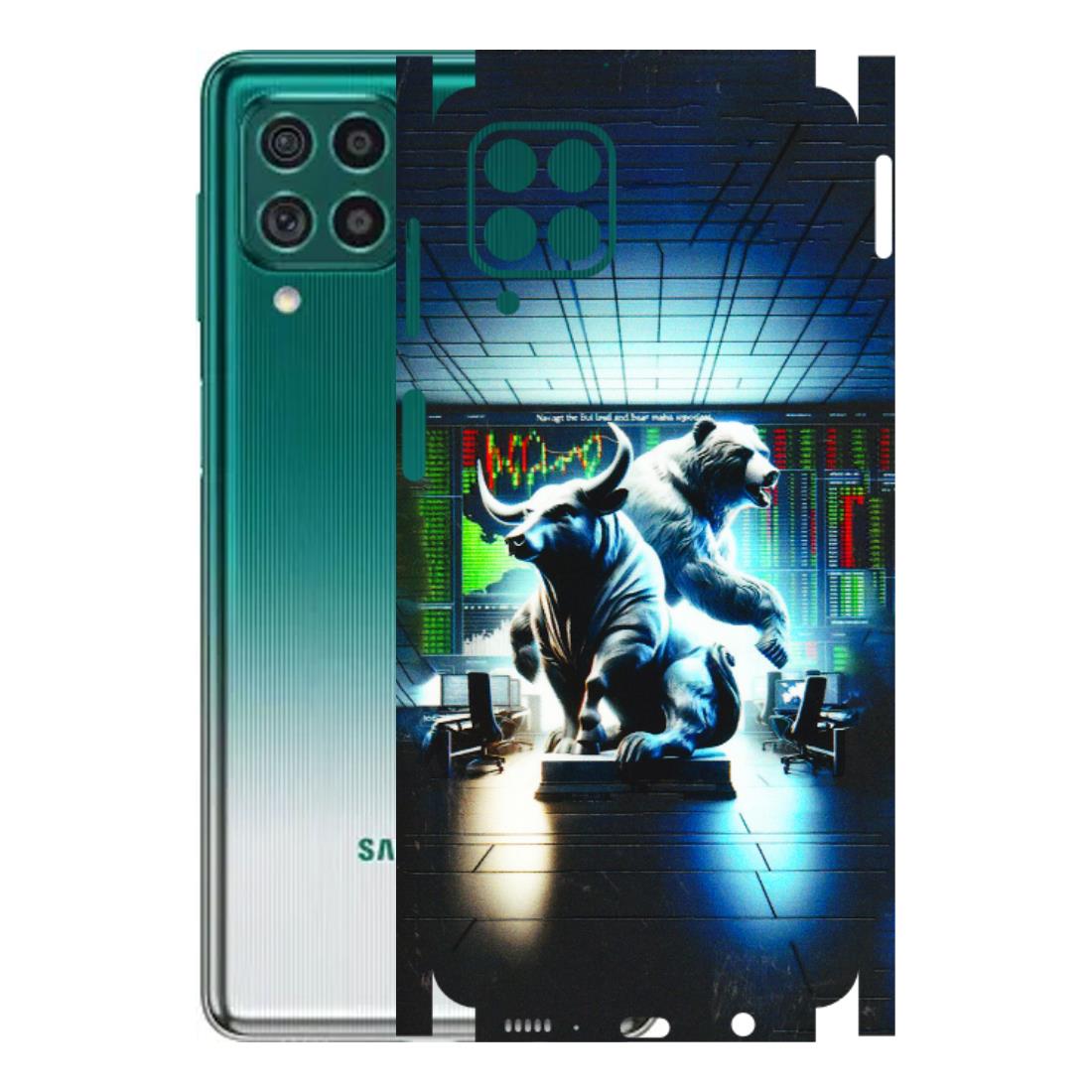 Samsung M/F/Note/Flip and C Phone Skins (All Models) - Stock Market Sensex Bear vs Bulls - 3D Embossed Finish (L-15) Samsung Galaxy M62