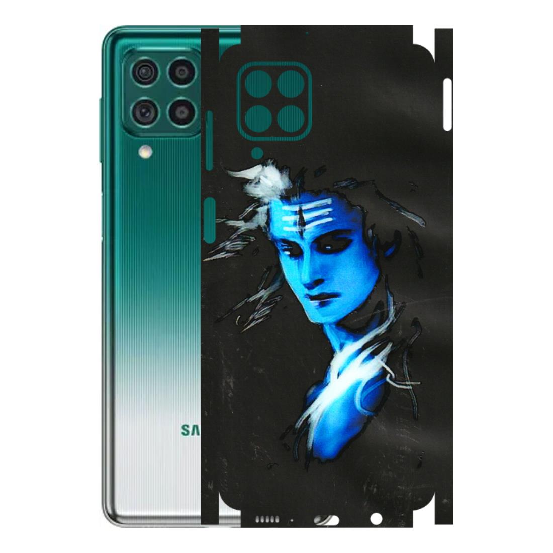 Samsung M/F/Note/Flip and C Phone Skins (All Models) - Har Har Mahadev Blue/Black - 3D Embossed Finish (L-185) Samsung Galaxy M62
