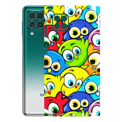 Samsung M/F/Note/Flip and C Phone Skins (All Models) - Cute Fluffy Birds - 3D Embossed Finish (L-213) Samsung Galaxy M62