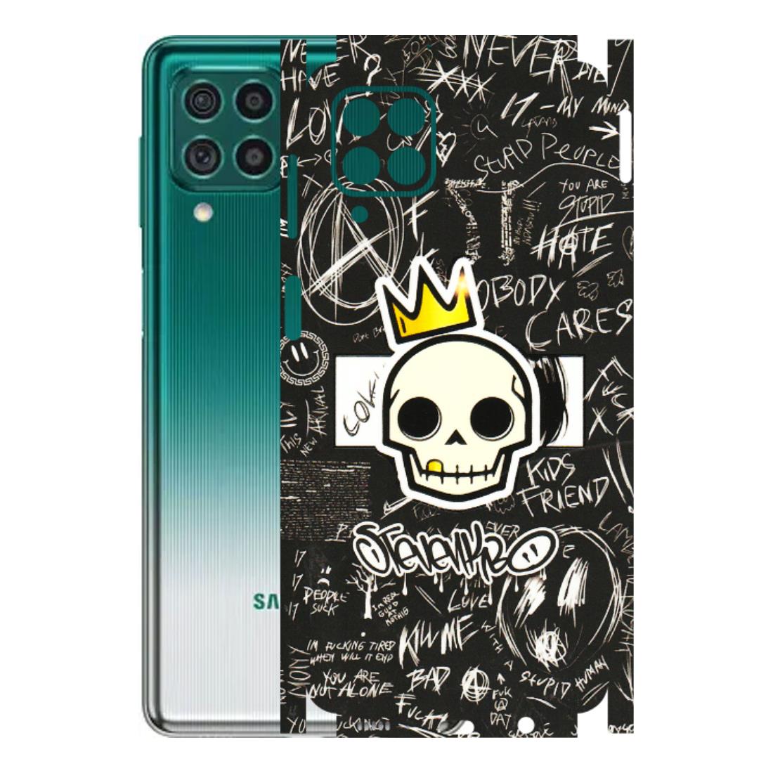 Samsung M/F/Note/Flip and C Phone Skins (All Models) - Funny Skull Black Chalk Grafitti - 3D Embossed Finish (L-22) Samsung Galaxy M62