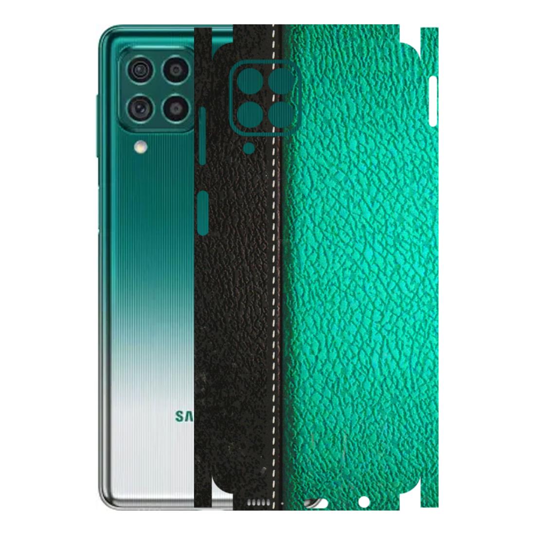 Samsung M/F/Note/Flip and C Phone Skins (All Models) - Black Green Dual Leather Stich - 3D Embossed Finish (L-233) Samsung Galaxy M62