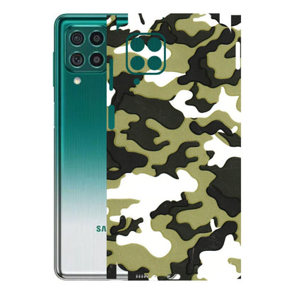 Samsung M/F/Note/Flip and C Phone Skins (All Models) - Camouflages White And Green - 3D Embossed Finish (L-243) Samsung Galaxy M62
