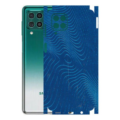 Samsung M/F/Note/Flip and C Phone Skins (All Models) - Abstract Blue Line Map - 3D Embossed Finish (L-272) Samsung Galaxy M62