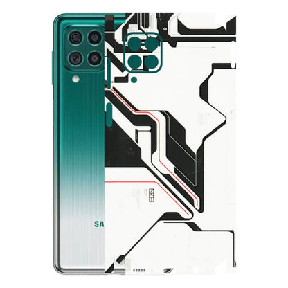 Samsung M/F/Note/Flip and C Phone Skins (All Models) - White Techy Logo - 3D Embossed Finish (L-312) Samsung Galaxy M62