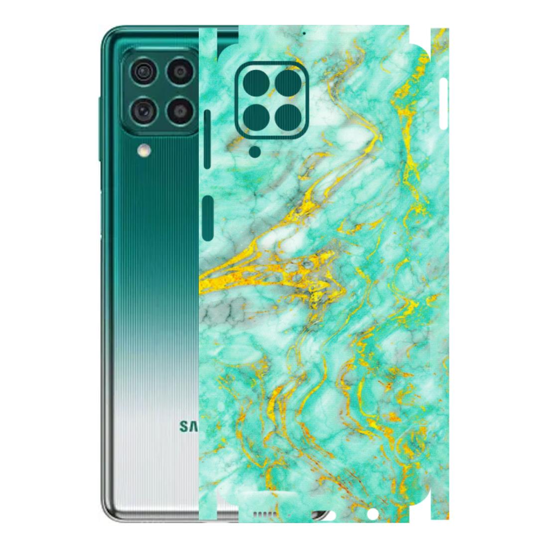 Samsung M/F/Note/Flip and C Phone Skins (All Models) - Green And Gold Marble Feel - Matte Finish (M-16) Samsung Galaxy M62