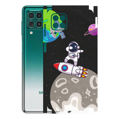 Samsung M/F/Note/Flip and C Phone Skins (All Models) - Astronaut Vibing Toon Running - Matte Finish (M-39) Samsung Galaxy M62