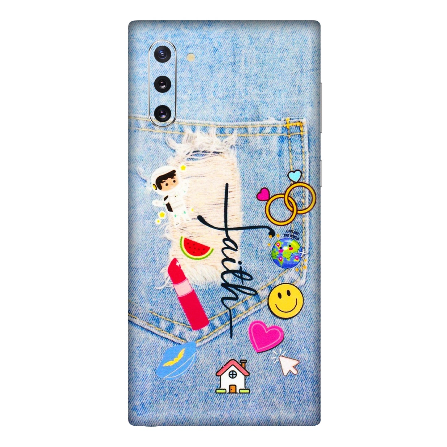 Samsung M/F/Note/Flip and C Phone Skins (All Models) - Denim Jeans Pocket - 3D Embossed Finish (L-134) Samsung Galaxy Note 10