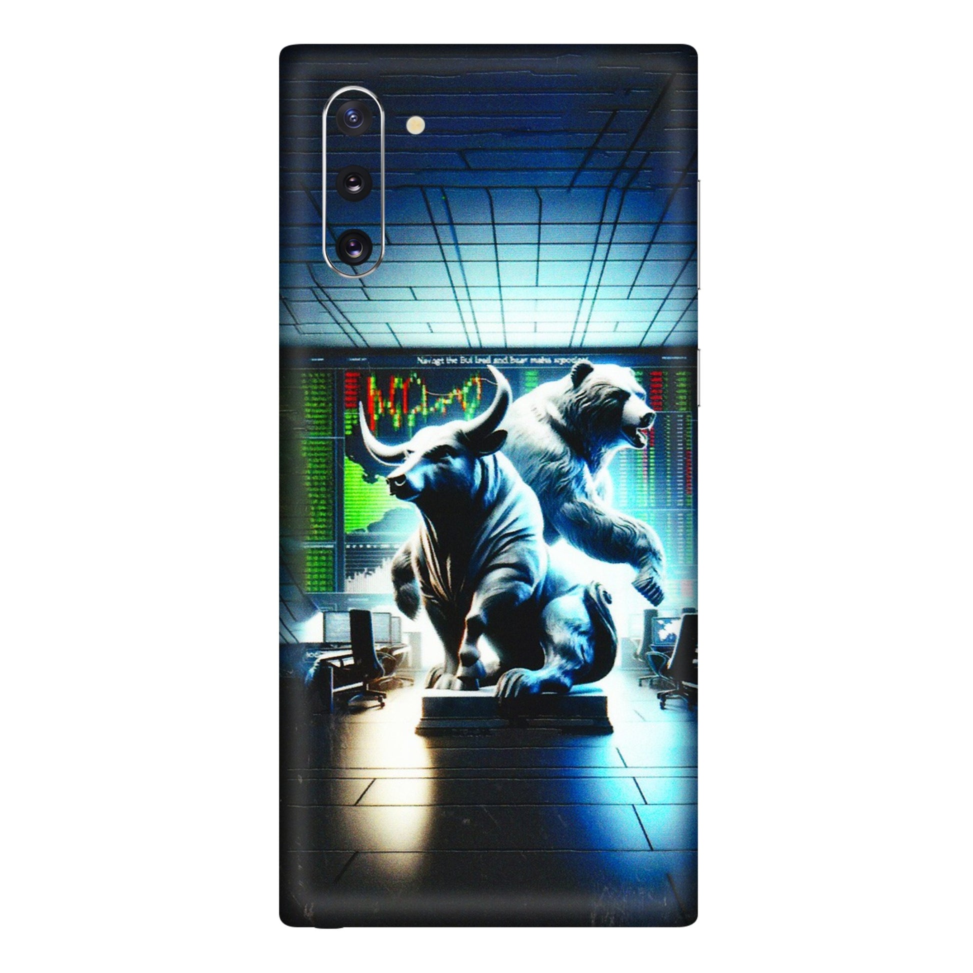 Samsung M/F/Note/Flip and C Phone Skins (All Models) - Stock Market Sensex Bear vs Bulls - 3D Embossed Finish (L-15) Samsung Galaxy Note 10