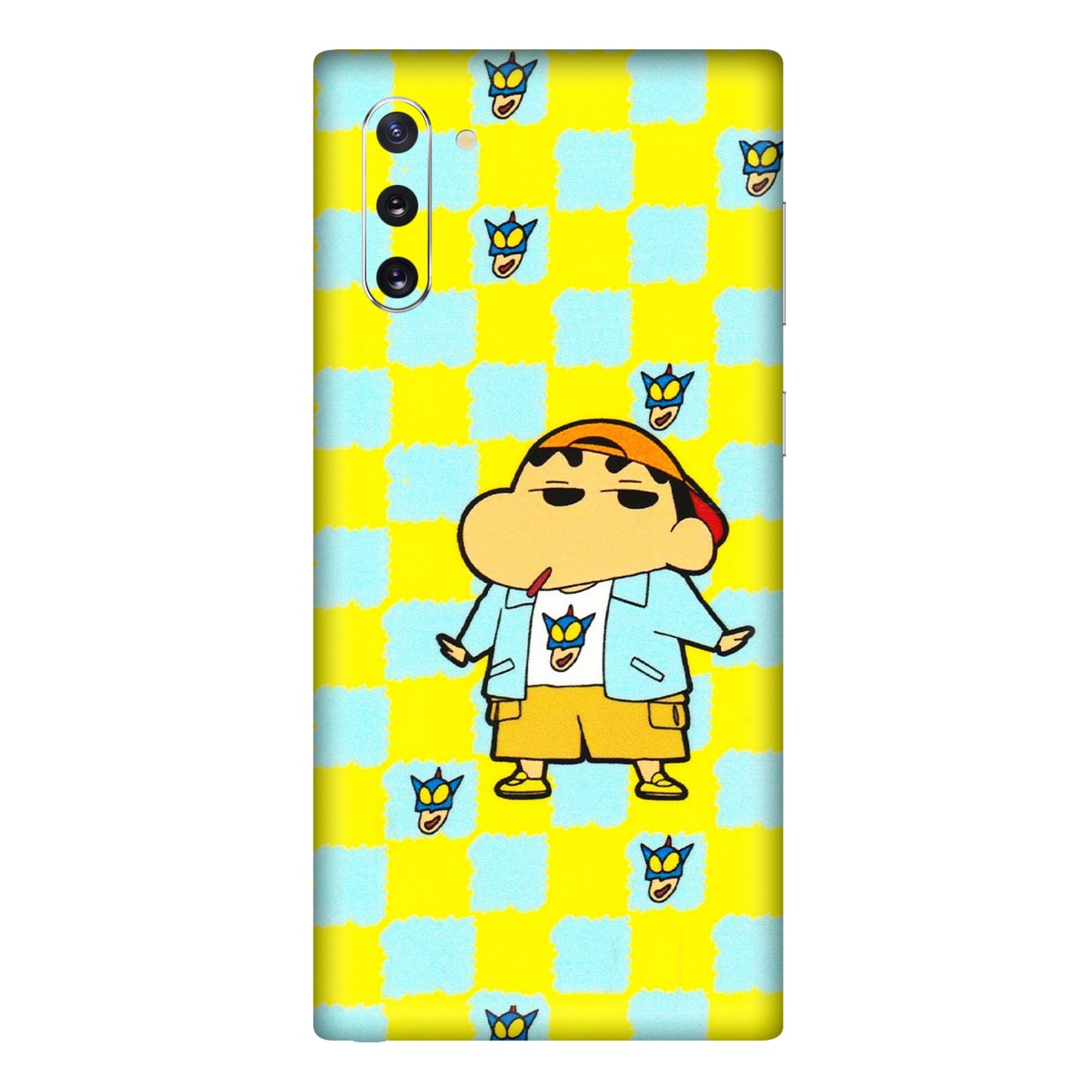 Samsung M/F/Note/Flip and C Phone Skins (All Models) - Yellow Blue Shinchan Cute - 3D Embossed Finish (L-221) Samsung Galaxy Note 10
