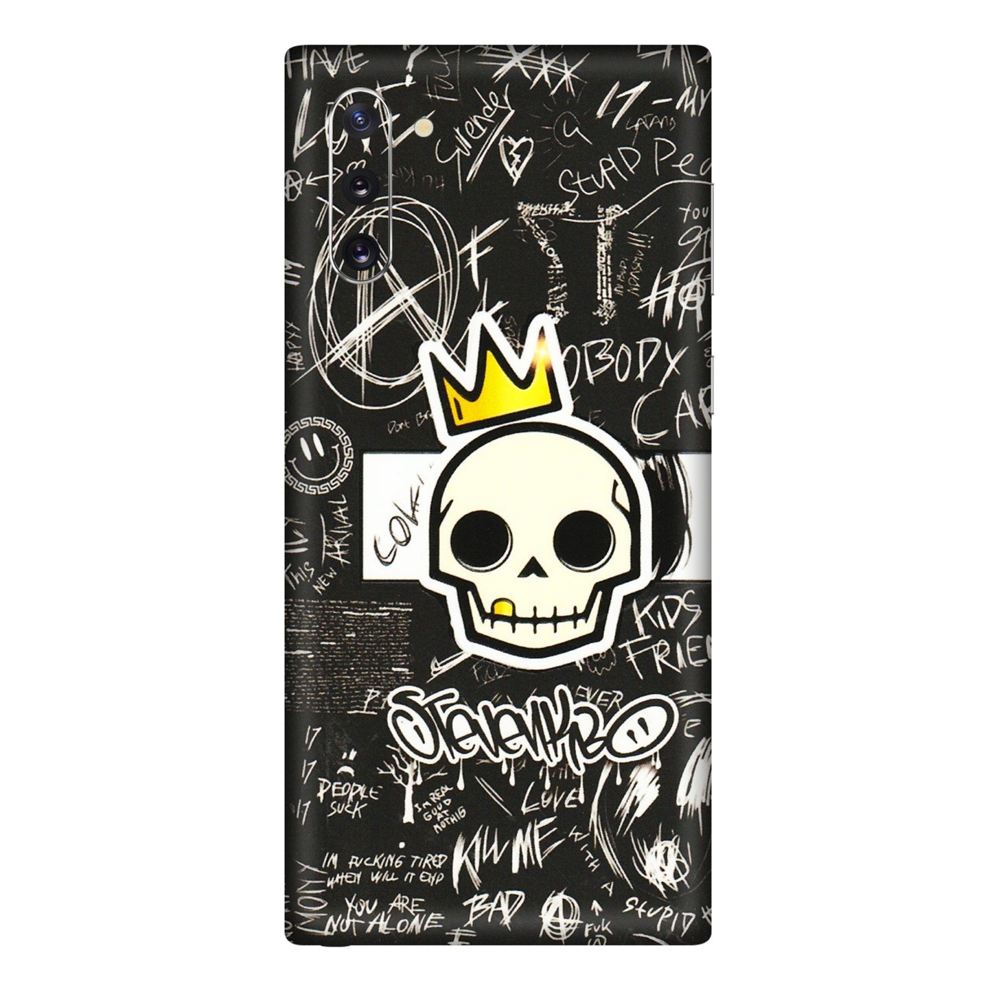 Samsung M/F/Note/Flip and C Phone Skins (All Models) - Funny Skull Black Chalk Grafitti - 3D Embossed Finish (L-22) Samsung Galaxy Note 10
