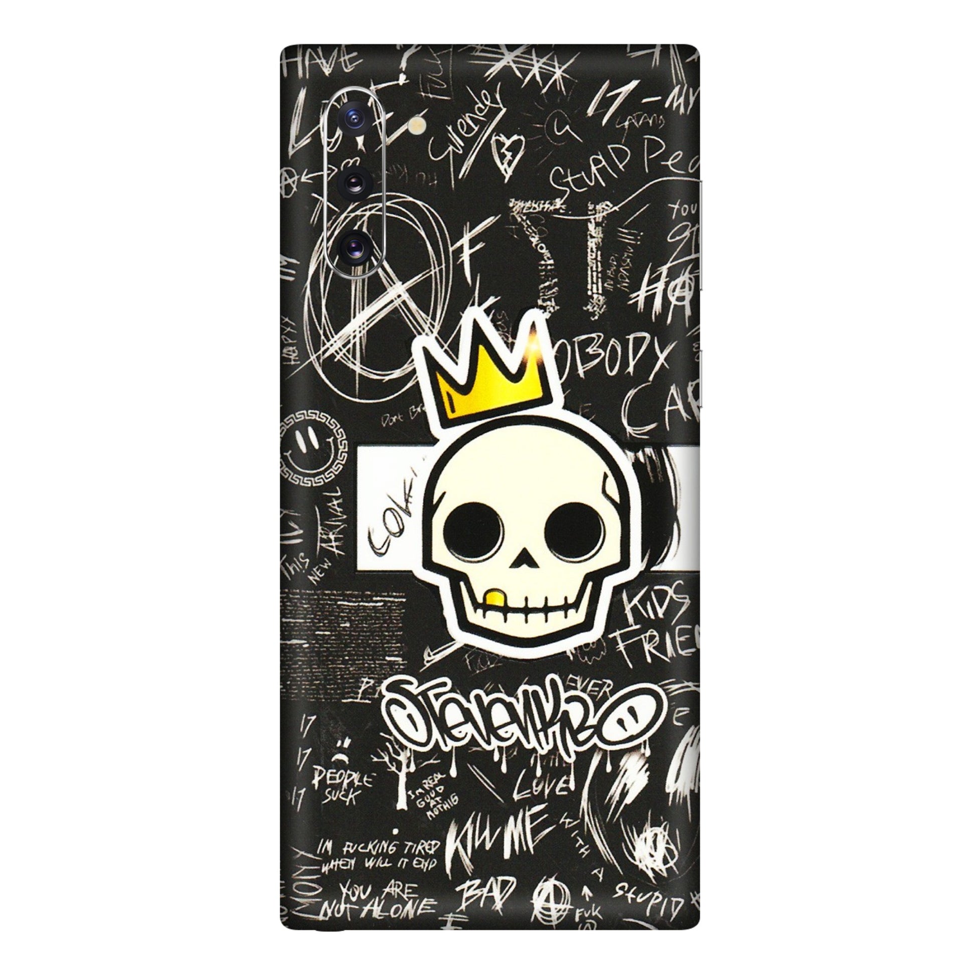 Samsung M/F/Note/Flip and C Phone Skins (All Models) - Funny Skull Black Chalk Grafitti - 3D Embossed Finish (L-22) Samsung Galaxy Note 10