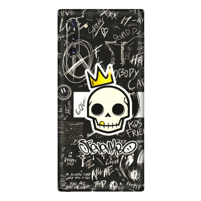 Samsung M/F/Note/Flip and C Phone Skins (All Models) - Funny Skull Black Chalk Grafitti - 3D Embossed Finish (L-22) Samsung Galaxy Note 10