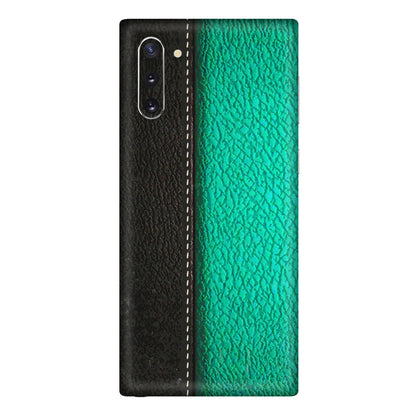 Samsung M/F/Note/Flip and C Phone Skins (All Models) - Black Green Dual Leather Stich - 3D Embossed Finish (L-233) Samsung Galaxy Note 10