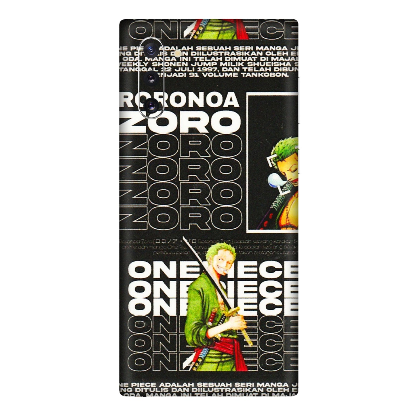 Samsung M/F/Note/Flip and C Phone Skins (All Models) - One Piece Zoro - 3D Embossed Finish (L-250) Samsung Galaxy Note 10