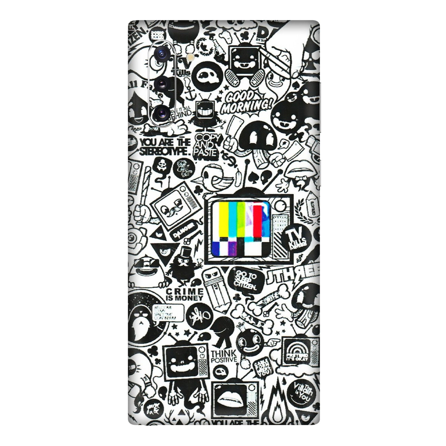 Samsung M/F/Note/Flip and C Phone Skins (All Models) - Doodles Positive Art - 3D Embossed Finish (L-263) Samsung Galaxy Note 10