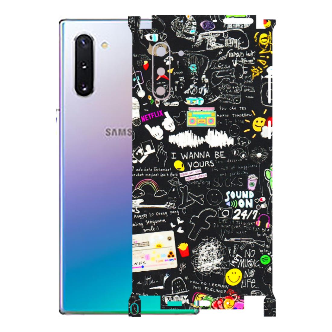 Samsung M/F/Note/Flip and C Phone Skins (All Models) - Black Creatives Doodles - 3D Embossed Finish (L-311) Samsung Galaxy Note 10