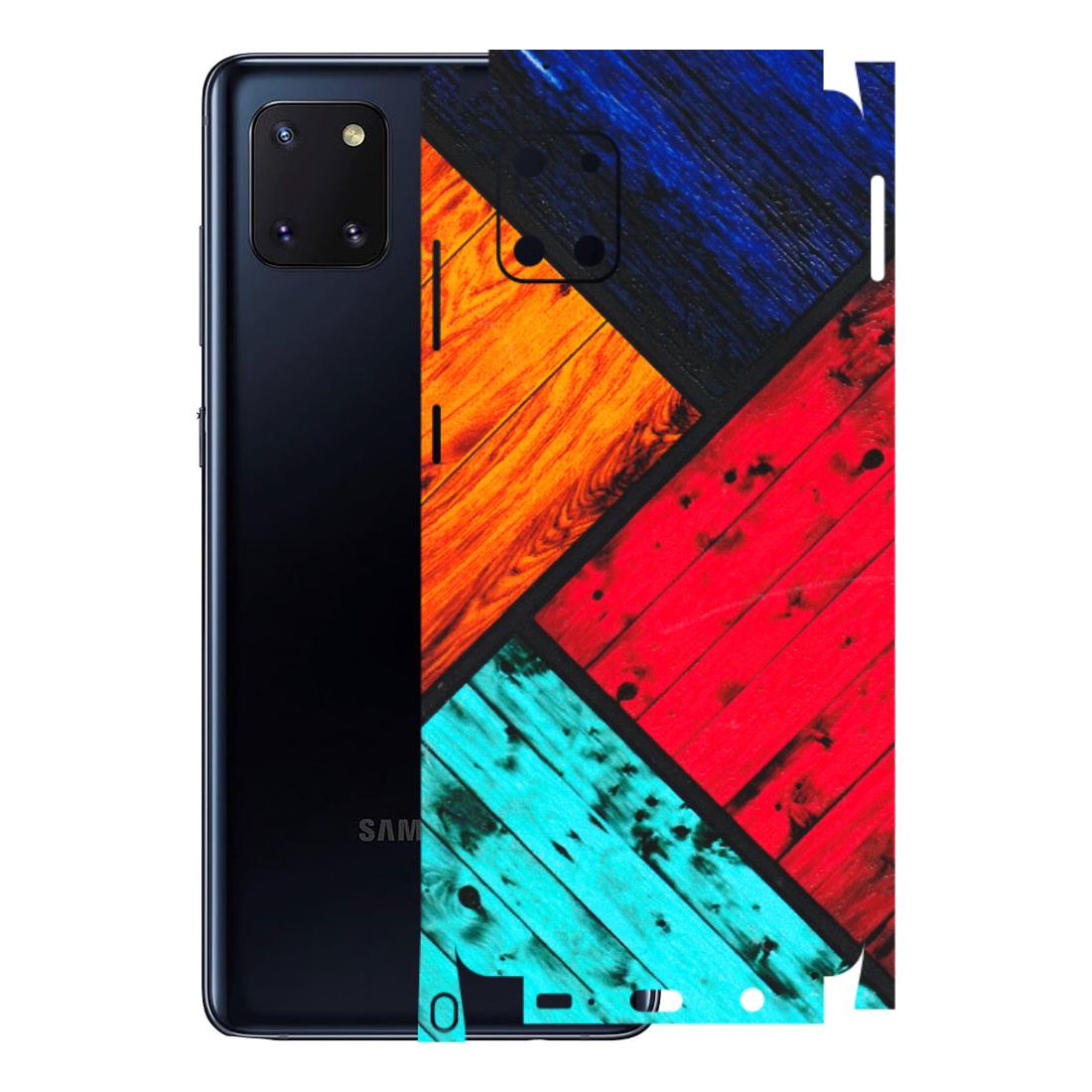 Samsung M/F/Note/Flip and C Phone Skins (All Models) - Colourful Wood Panels Abstract - 3D Embossed Finish (L-09) Samsung Galaxy Note 10 Lite