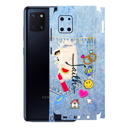 Samsung M/F/Note/Flip and C Phone Skins (All Models) - Denim Jeans Pocket - 3D Embossed Finish (L-134) Samsung Galaxy Note 10 Lite