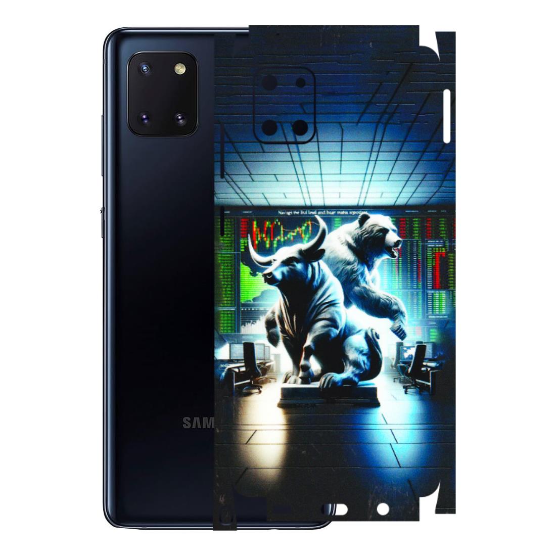 Samsung M/F/Note/Flip and C Phone Skins (All Models) - Stock Market Sensex Bear vs Bulls - 3D Embossed Finish (L-15) Samsung Galaxy Note 10 Lite