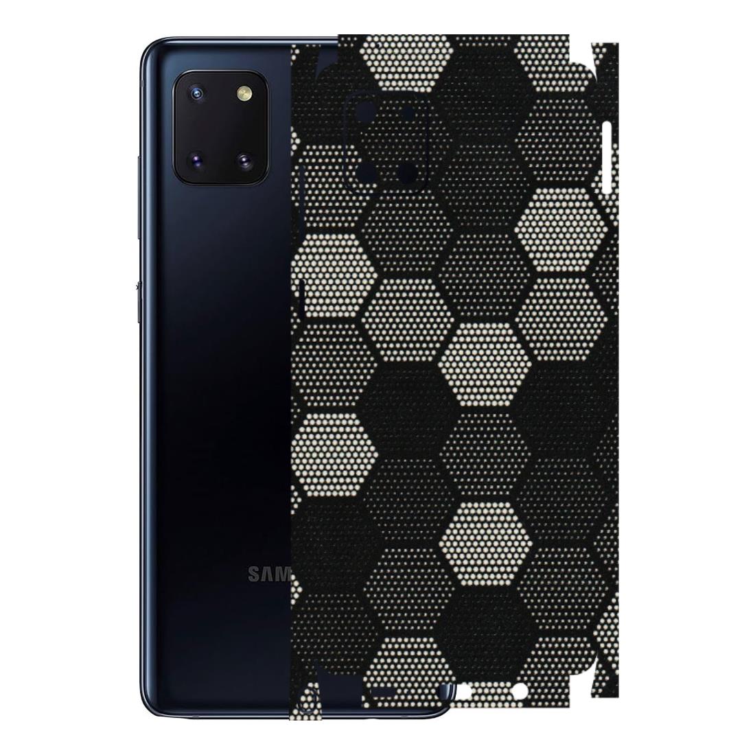 Samsung M/F/Note/Flip and C Phone Skins (All Models) - Black & White Dotted Honeycomb Texture - 3D Embossed Finish (L-202) Samsung Galaxy Note 10 Lite