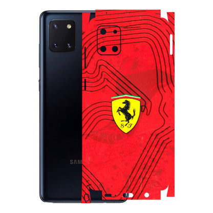 Samsung M/F/Note/Flip and C Phone Skins (All Models) - Red Ferrari Logo Stylish - 3D Embossed Finish (L-238) Samsung Galaxy Note 10 Lite