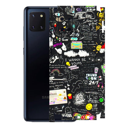 Samsung M/F/Note/Flip and C Phone Skins (All Models) - Black Creatives Doodles - 3D Embossed Finish (L-311) Samsung Galaxy Note 10 Lite