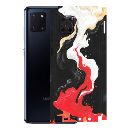 Samsung M/F/Note/Flip and C Phone Skins (All Models) - Black Red White Paint Splash Fusion - Matte Finish (M-56) Samsung Galaxy Note 10 Lite