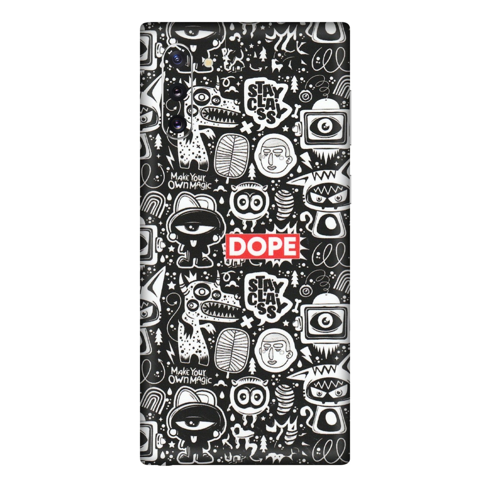 Samsung M/F/Note/Flip and C Phone Skins (All Models) - Dope Stay Classy Black Doodles - Matte Finish (M-126) Samsung Galaxy Note 10